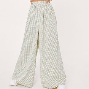 Nasty Gal Wide Leg Check Trousers Size 10